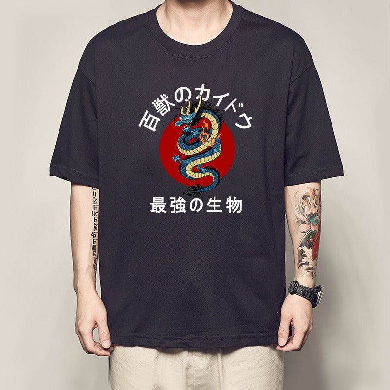 Men's Summer Pirate King Printed T-shirt, Light Moon Oda Short Sleeves, and Country of the Beasts Kai Duo Peripheral Clothes