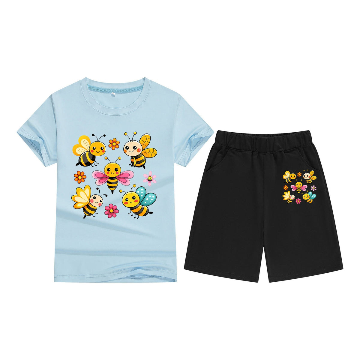 Children's T-Shirt Short Sleeve Candy Color Comfortable Kids Round Neck T-Shirt Printed Picture Pattern Embroidered Print
