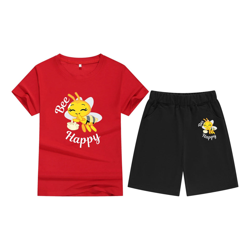 Children's T-Shirt Short Sleeve Candy Color Comfortable Kids Round Neck T-Shirt Printed Picture Pattern Embroidered Print