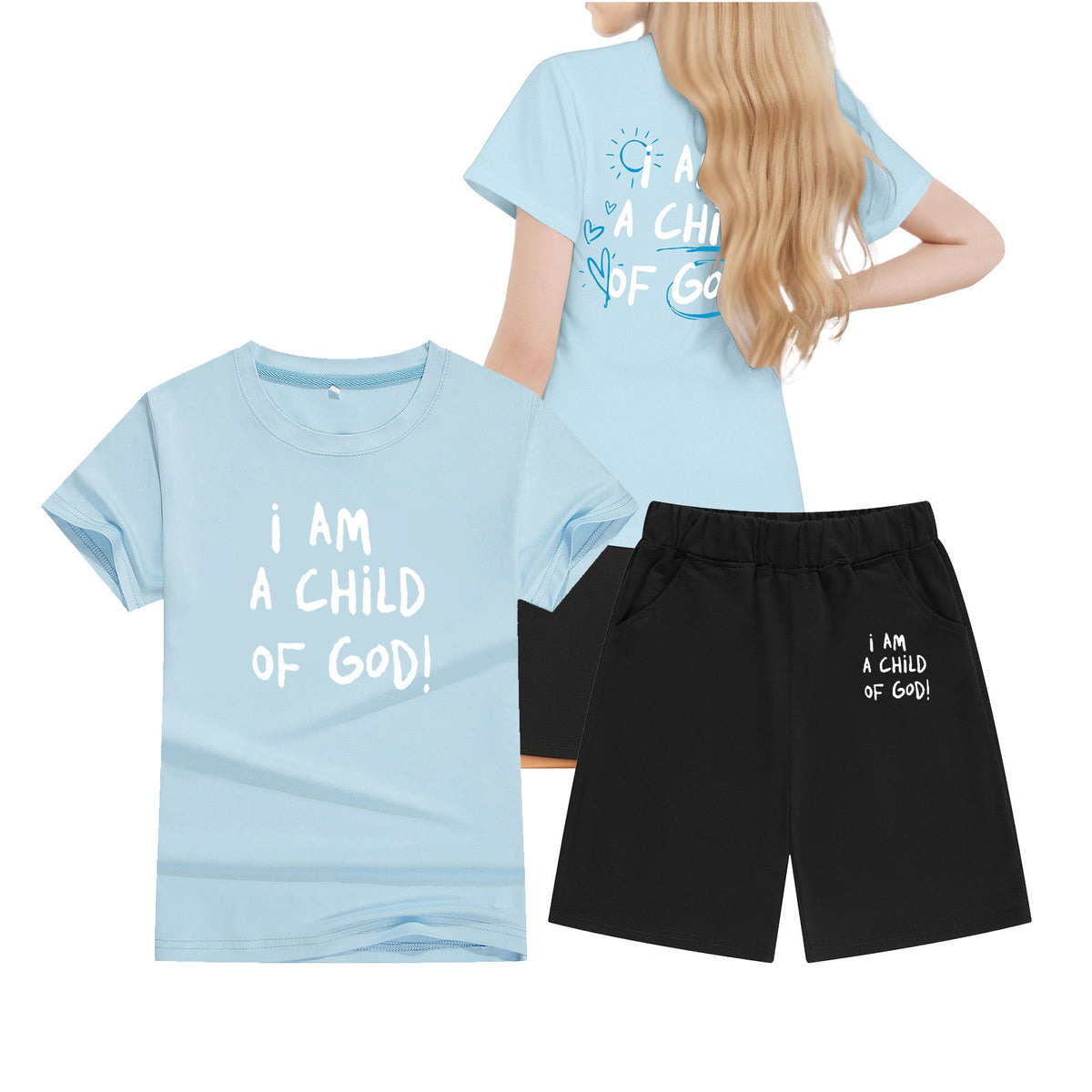 Cotton T-Shirt Short Sleeve Candy Color Comfortable Kids Round Neck T-Shirt Printed Picture Pattern Embroidered Print