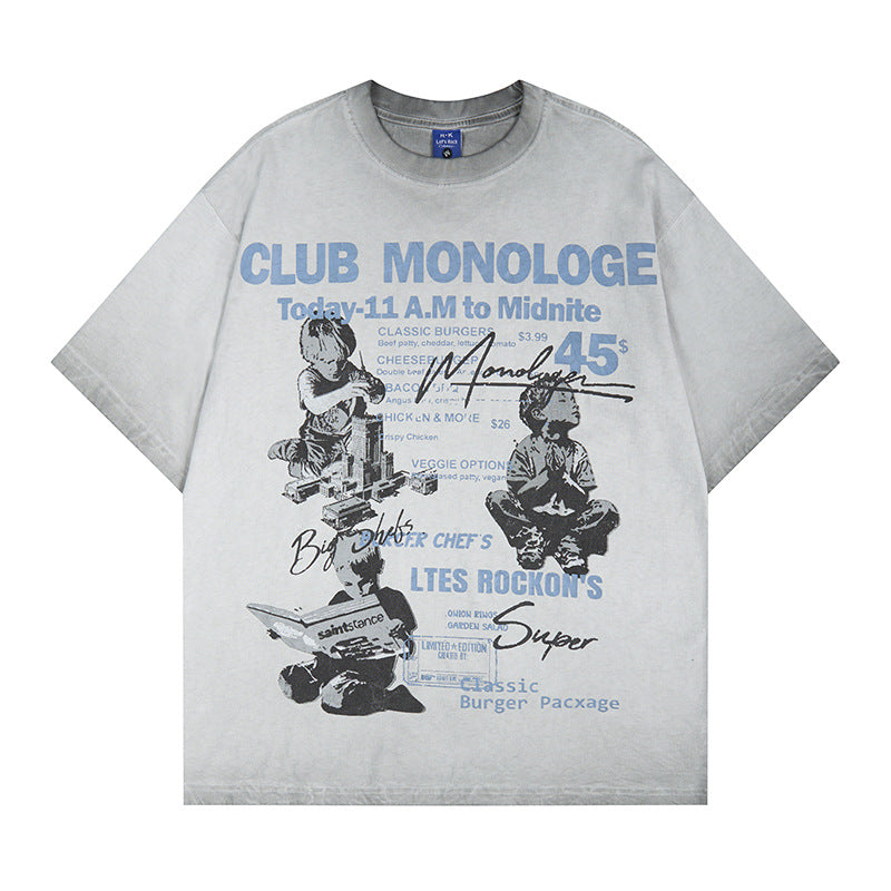 Kids' Print Letter Printed Short Sleeve Men's Couple T-Shirt