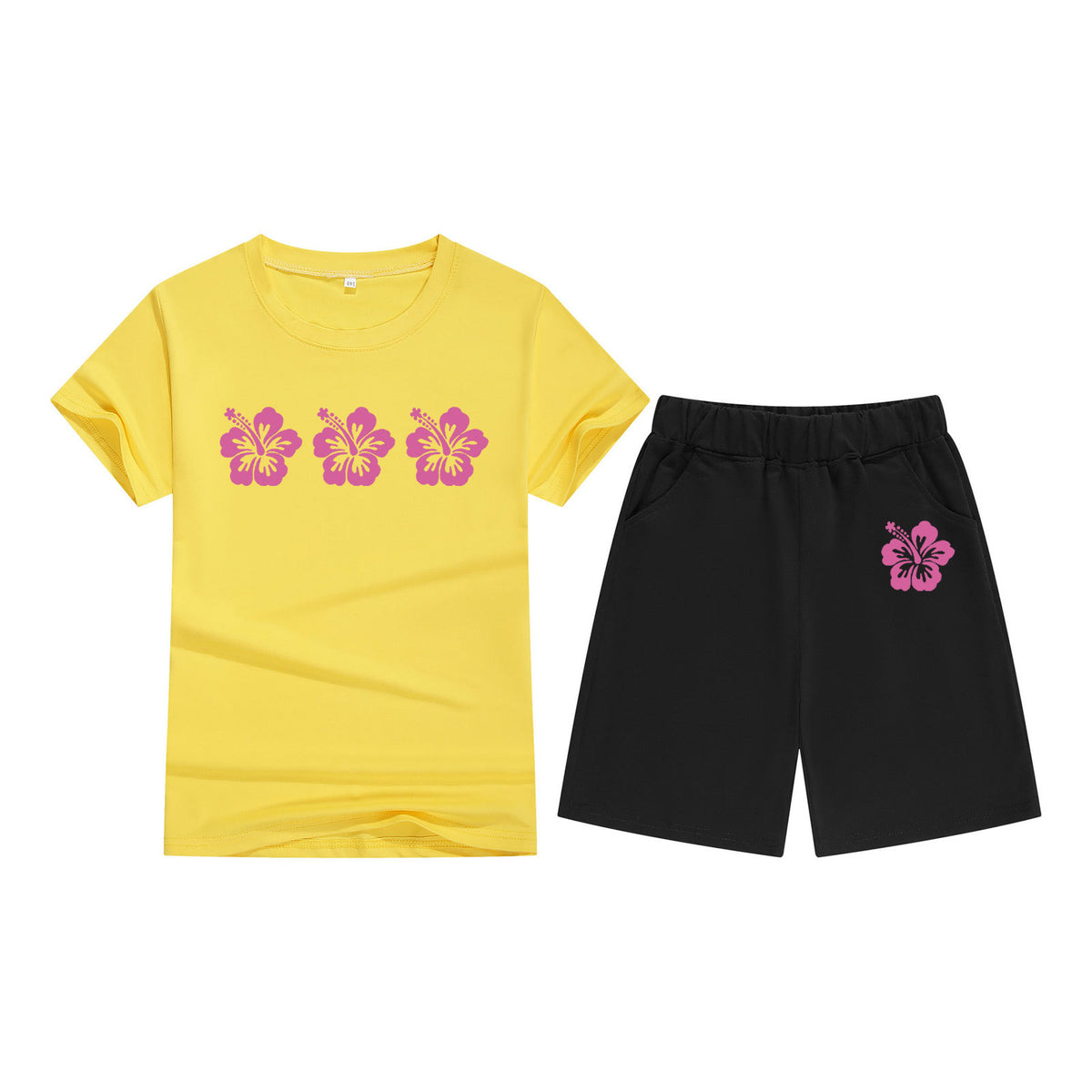 Cotton T-Shirt Short Sleeve Candy Color Comfortable Kids Round Neck Tee Printed Picture Pattern Embroidered