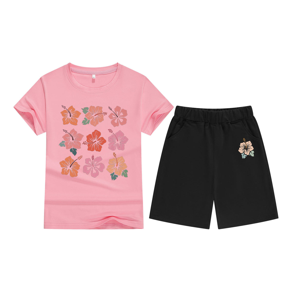 Cotton T-Shirt Short Sleeve Candy Color Comfortable Kids Round Neck Tee Printed Picture Pattern Embroidered Print