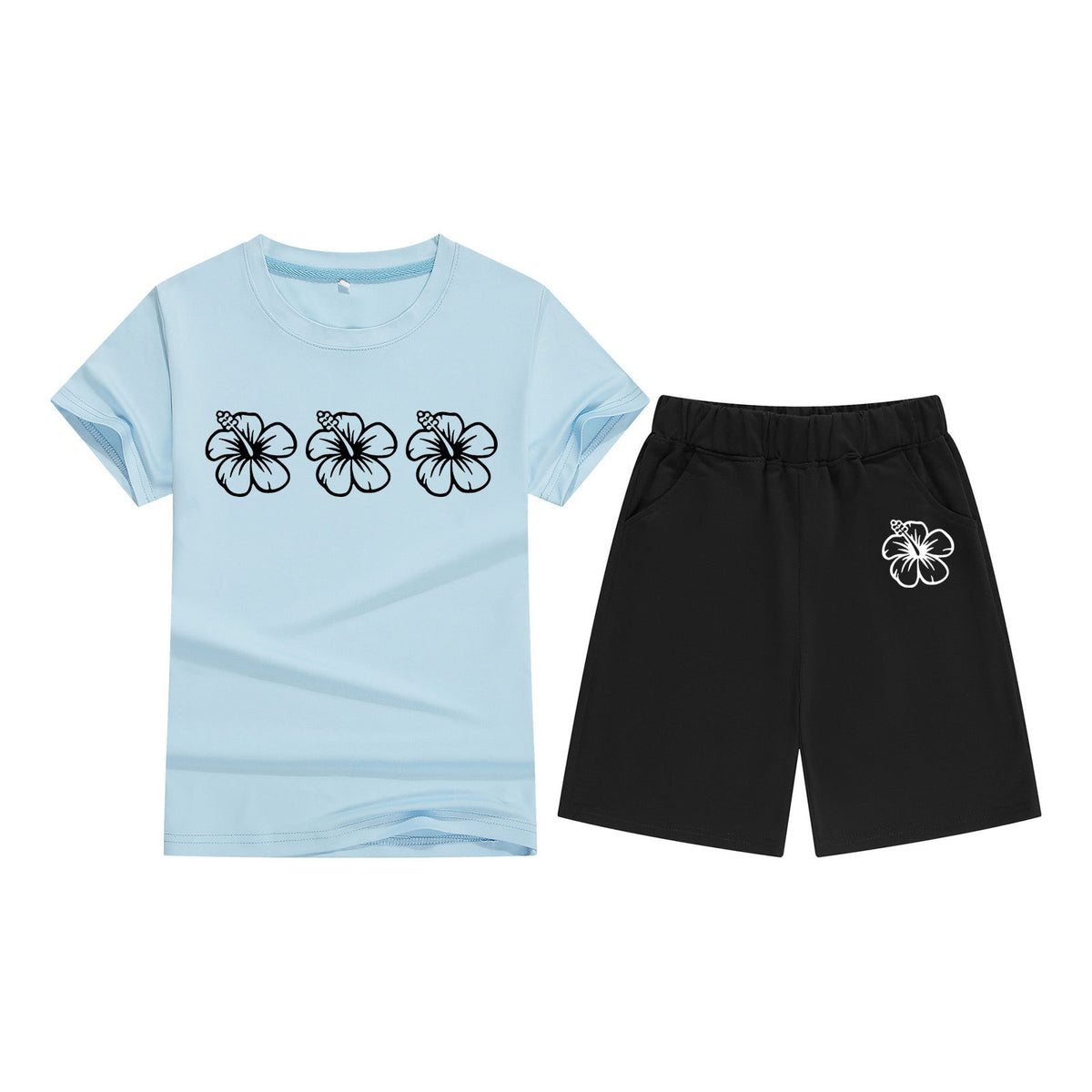 Cotton T-Shirt Short Sleeve Candy Color Comfortable Kids Round Neck Tee Printed Picture Pattern Embroidered Print
