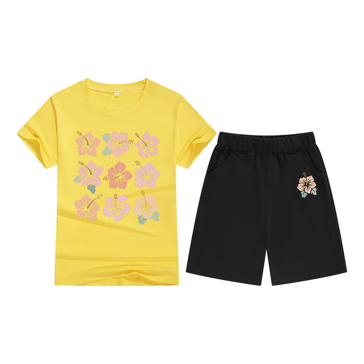 Cotton T-Shirt Short Sleeve Candy Color Comfortable Kids Round Neck Tee Printed Picture Pattern Embroidered Print