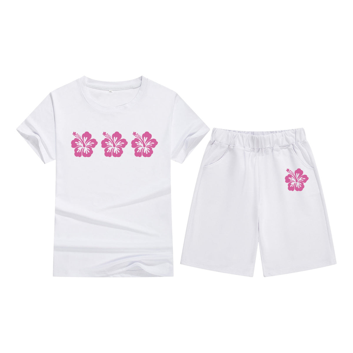 Cotton T-Shirt Short Sleeve Candy Color Comfortable Kids Round Neck Tee Printed Picture Pattern Embroidered