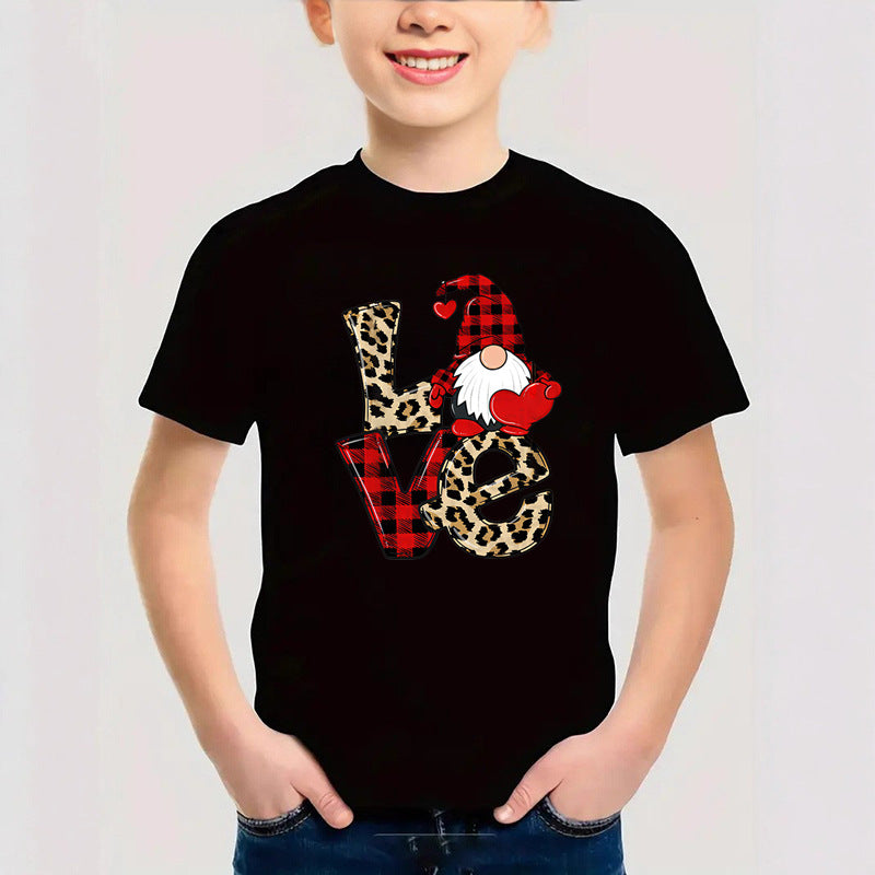 Combed Cotton New Christmas Children's Short Sleeve Girls' T-Shirt Kids Clothing Boys' Short Sleeve