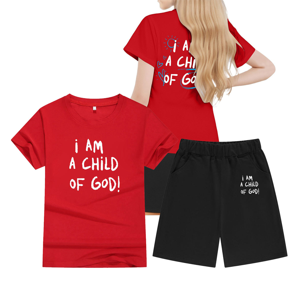 Cotton T-Shirt Short Sleeve Candy Color Comfortable Kids Round Neck T-Shirt Printed Picture Pattern Embroidered Print