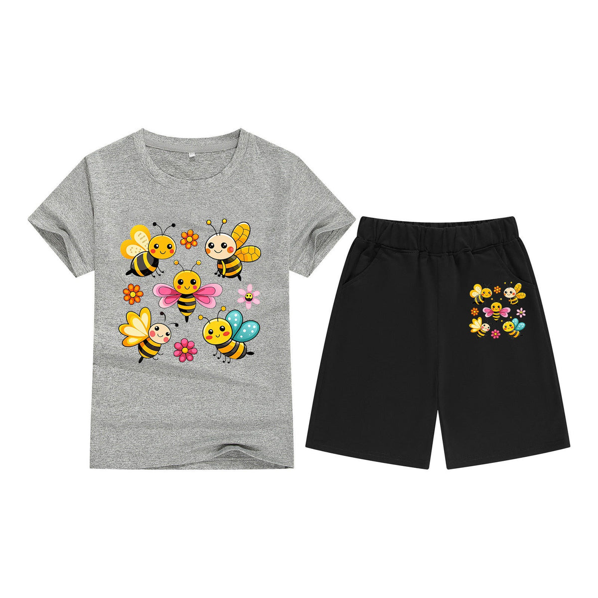 Children's T-Shirt Short Sleeve Candy Color Comfortable Kids Round Neck T-Shirt Printed Picture Pattern Embroidered Print