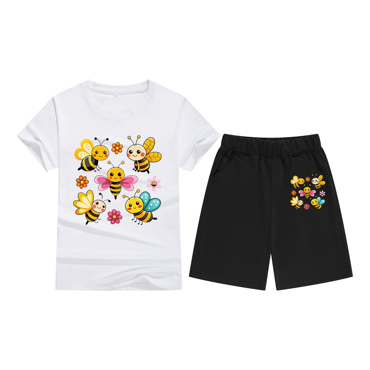 Children's T-Shirt Short Sleeve Candy Color Comfortable Kids Round Neck T-Shirt Printed Picture Pattern Embroidered Print