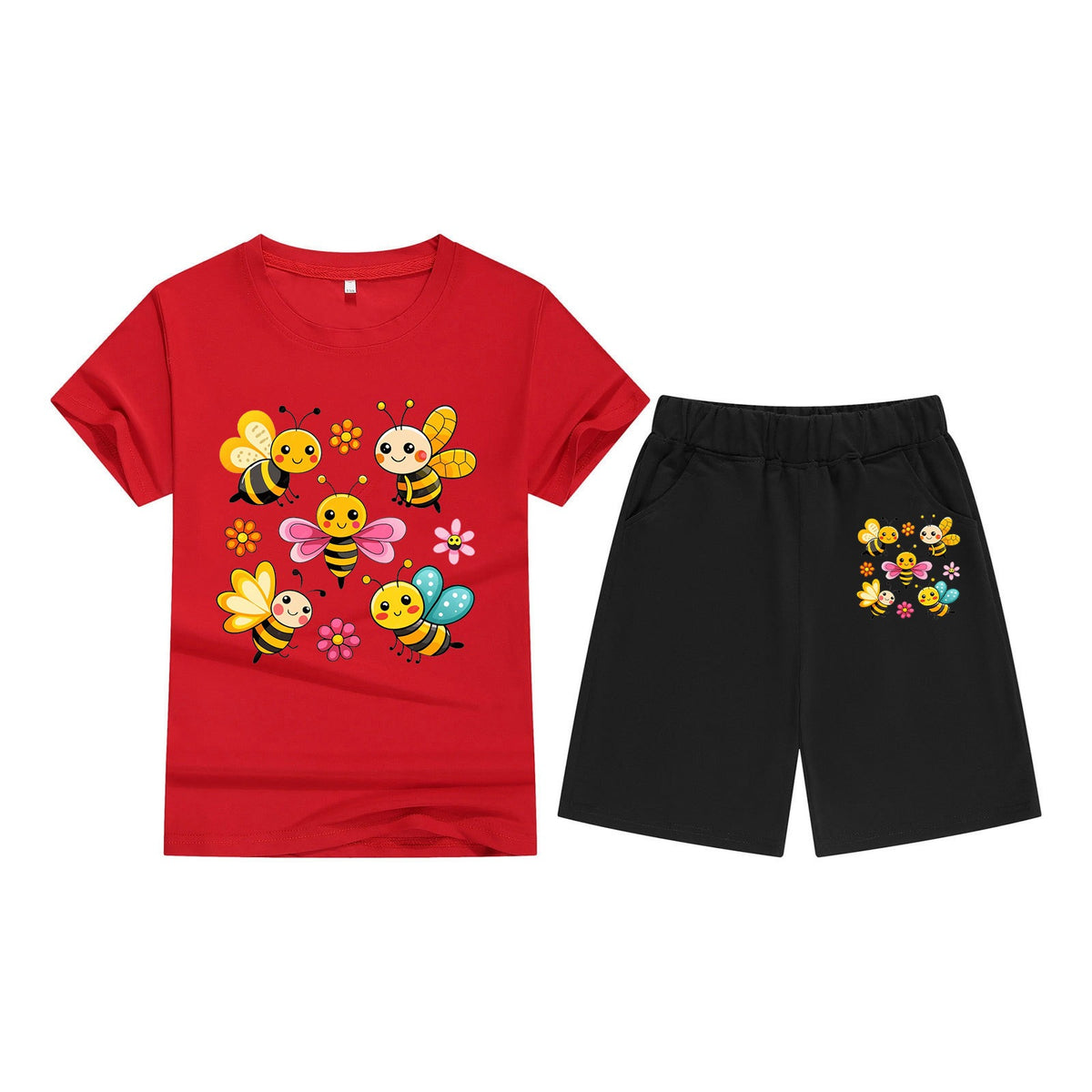 Children's T-Shirt Short Sleeve Candy Color Comfortable Kids Round Neck T-Shirt Printed Picture Pattern Embroidered Print