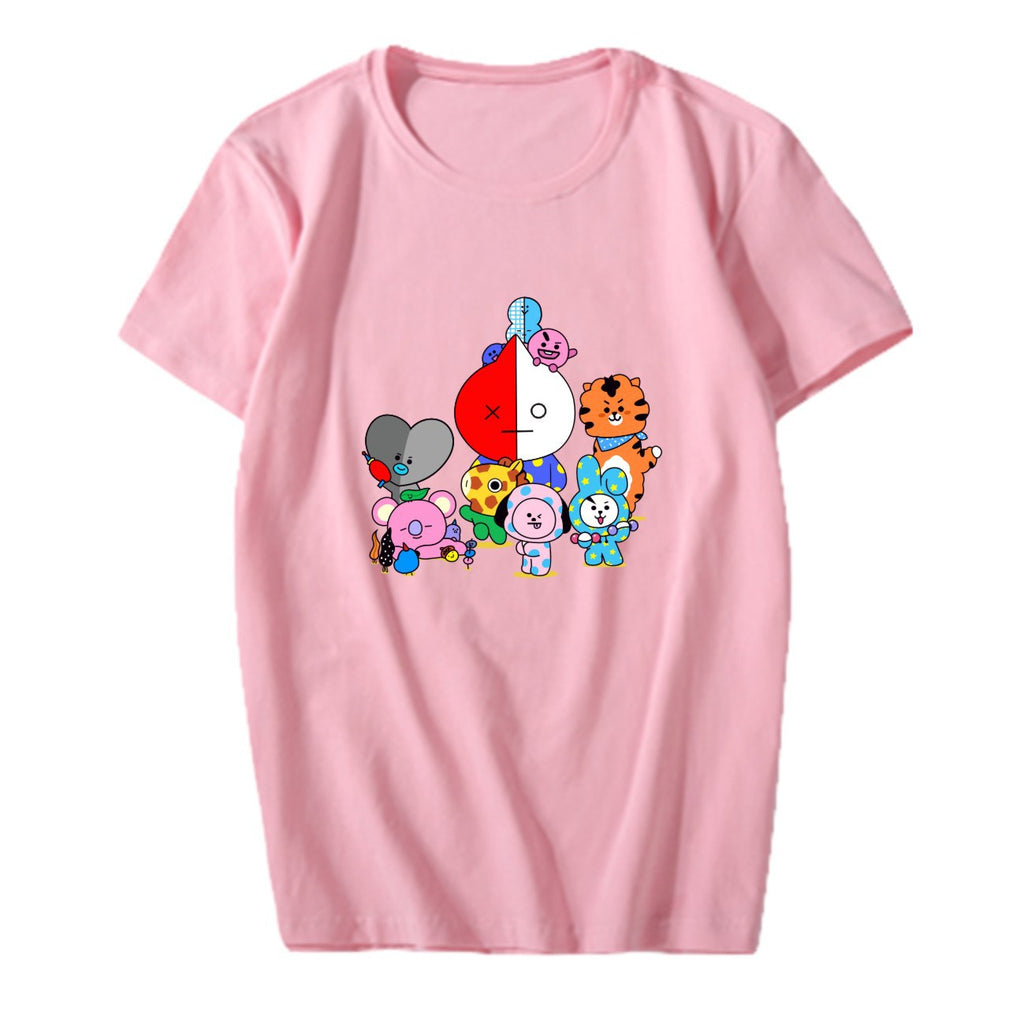 Bulletproof Youth League Anime Cute Version Cartoon Surrounding Aid Clothes With The Same Short-Sleeved T-Shirt Men And Women Tops Summer Clothes