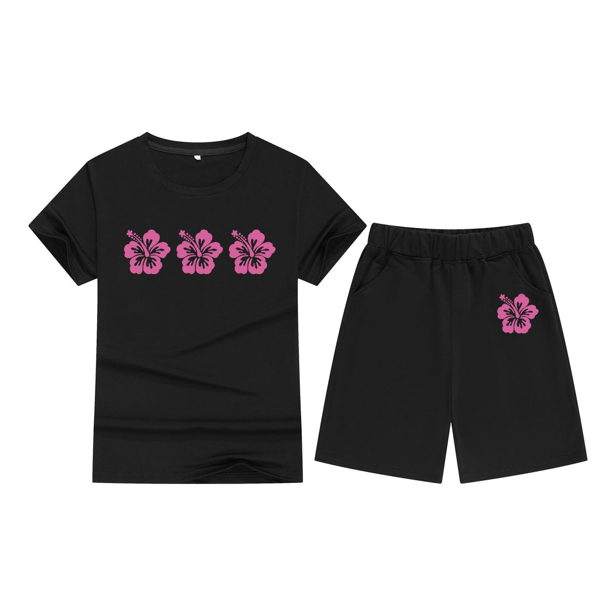 Cotton T-Shirt Short Sleeve Candy Color Comfortable Kids Round Neck Tee Printed Picture Pattern Embroidered