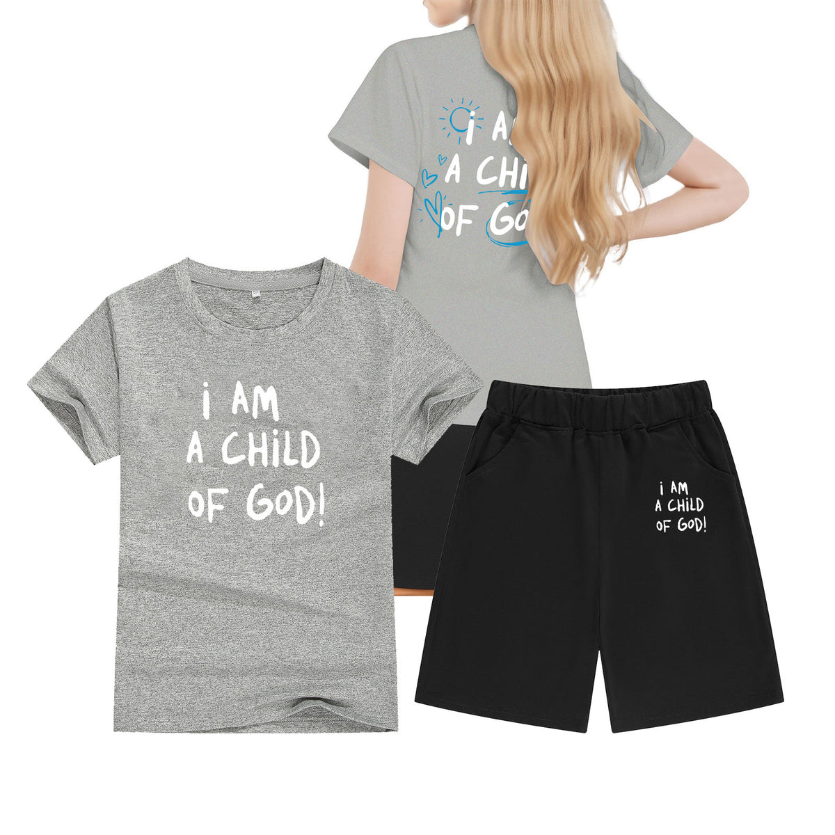 Cotton T-Shirt Short Sleeve Candy Color Comfortable Kids Round Neck T-Shirt Printed Picture Pattern Embroidered Print