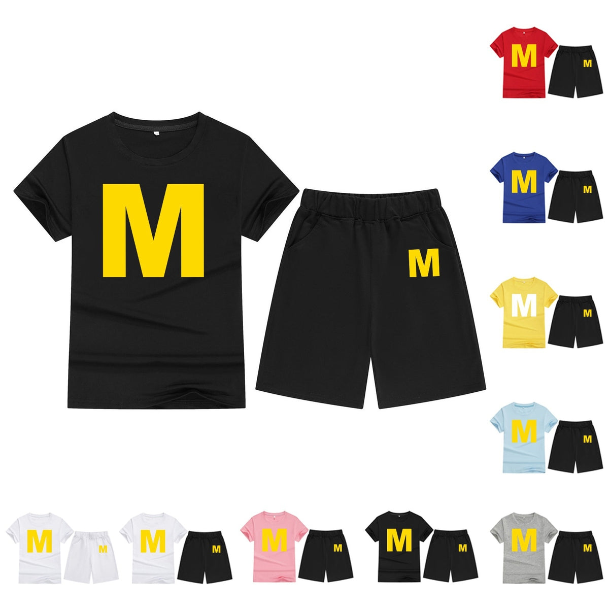 Cotton T-Shirt Short Sleeve Candy Color Comfortable Kids Round Neck T-Shirt Printed Pattern Embroidery