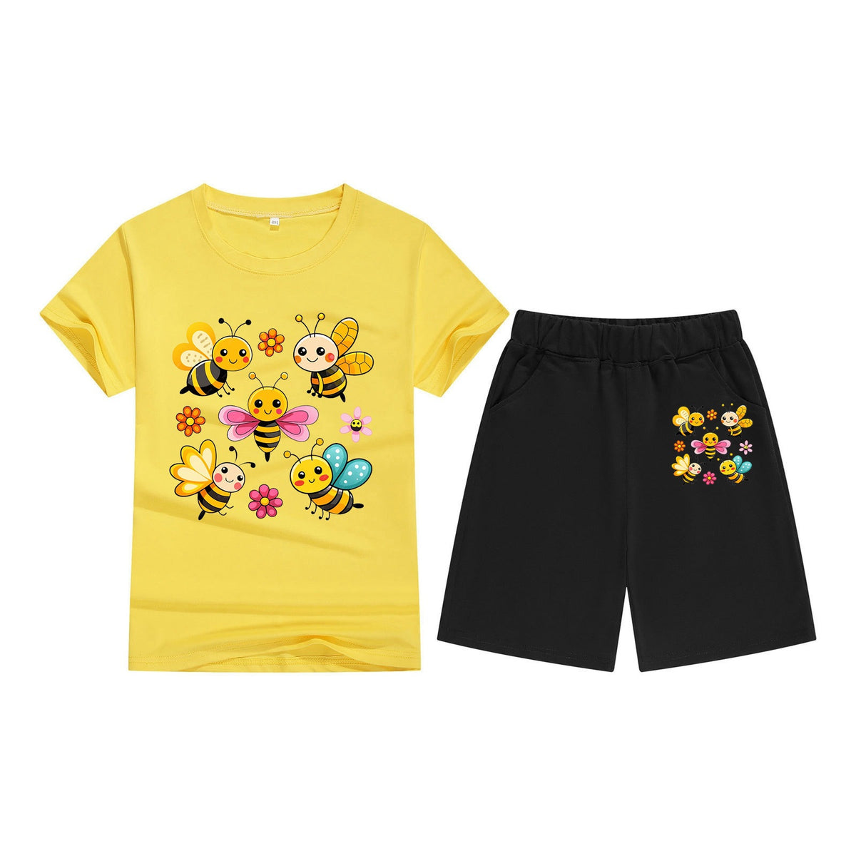 Children's T-Shirt Short Sleeve Candy Color Comfortable Kids Round Neck T-Shirt Printed Picture Pattern Embroidered Print