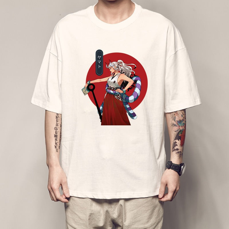 Men's Summer Pirate King Printed T-shirt, Light Moon Oda Short Sleeves, and Country of the Beasts Kai Duo Peripheral Clothes
