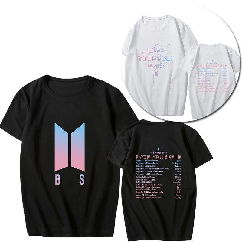 BTS LOVE YOURSELF tour around the support clothes with the same short-sleeved T-shirt
