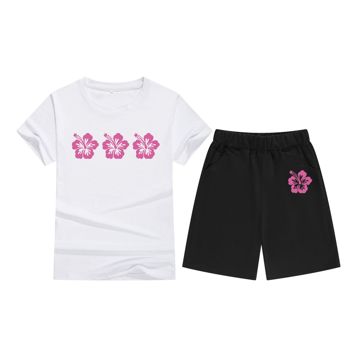 Cotton T-Shirt Short Sleeve Candy Color Comfortable Kids Round Neck Tee Printed Picture Pattern Embroidered