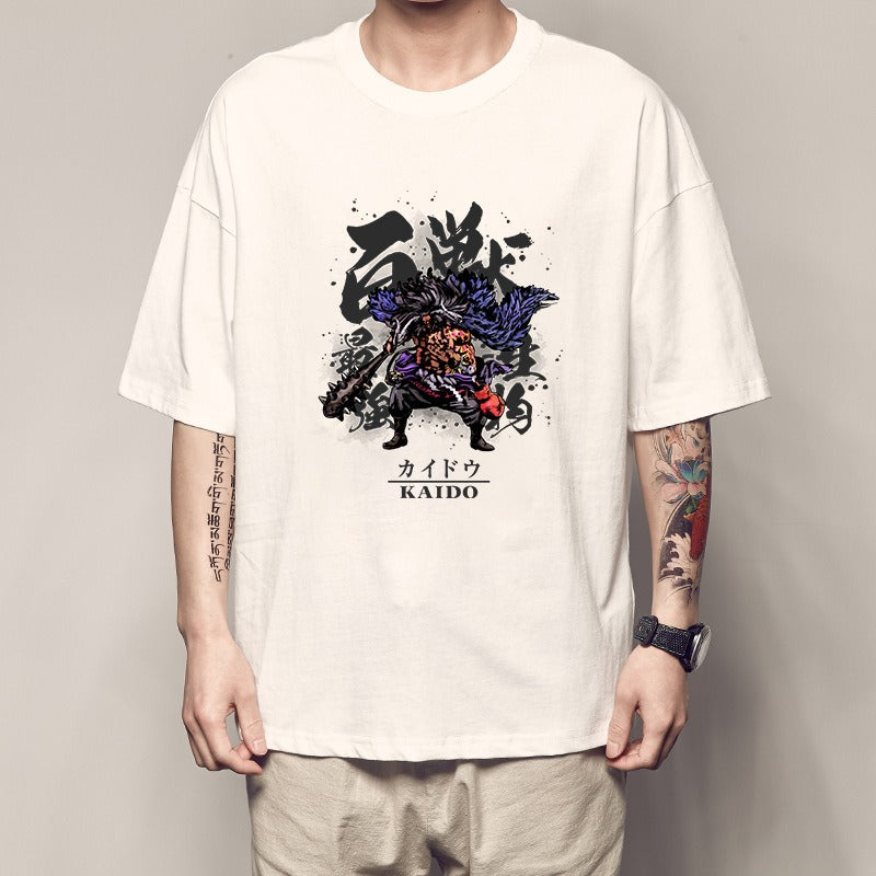 Men's Summer Pirate King Printed T-shirt, Light Moon Oda Short Sleeves, and Country of the Beasts Kai Duo Peripheral Clothes