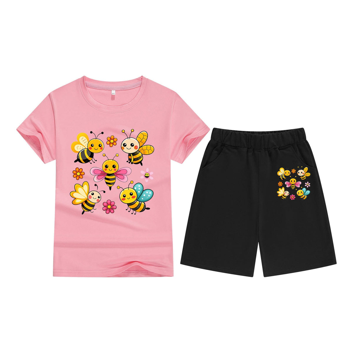 Children's T-Shirt Short Sleeve Candy Color Comfortable Kids Round Neck T-Shirt Printed Picture Pattern Embroidered Print
