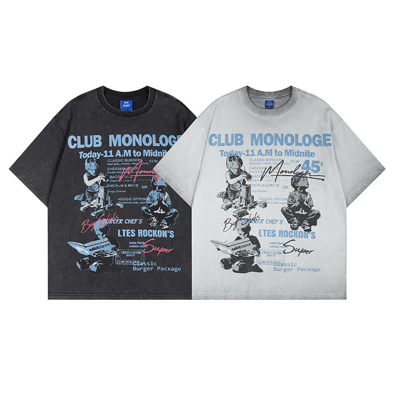 Kids' Print Letter Printed Short Sleeve Men's Couple T-Shirt
