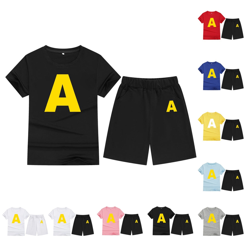 Children's Cotton T-Shirt Short Sleeve Candy Color Comfortable Kids Round Neck T-Shirt Printed Pattern Embroidery