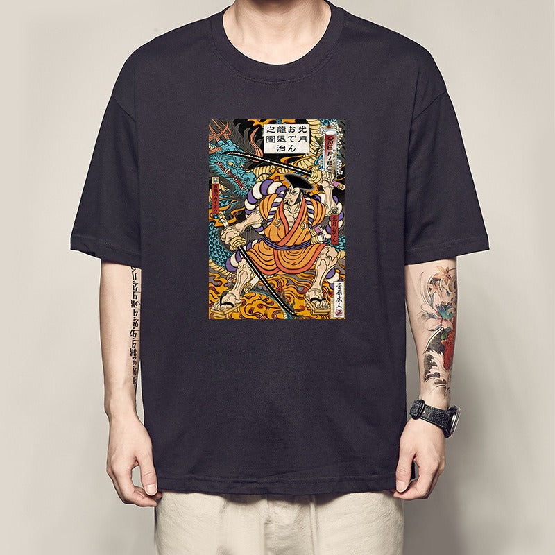 Men's Summer Pirate King Printed T-shirt, Light Moon Oda Short Sleeves, and Country of the Beasts Kai Duo Peripheral Clothes