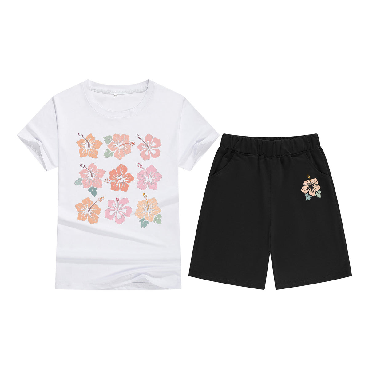 Cotton T-Shirt Short Sleeve Candy Color Comfortable Kids Round Neck Tee Printed Picture Pattern Embroidered Print