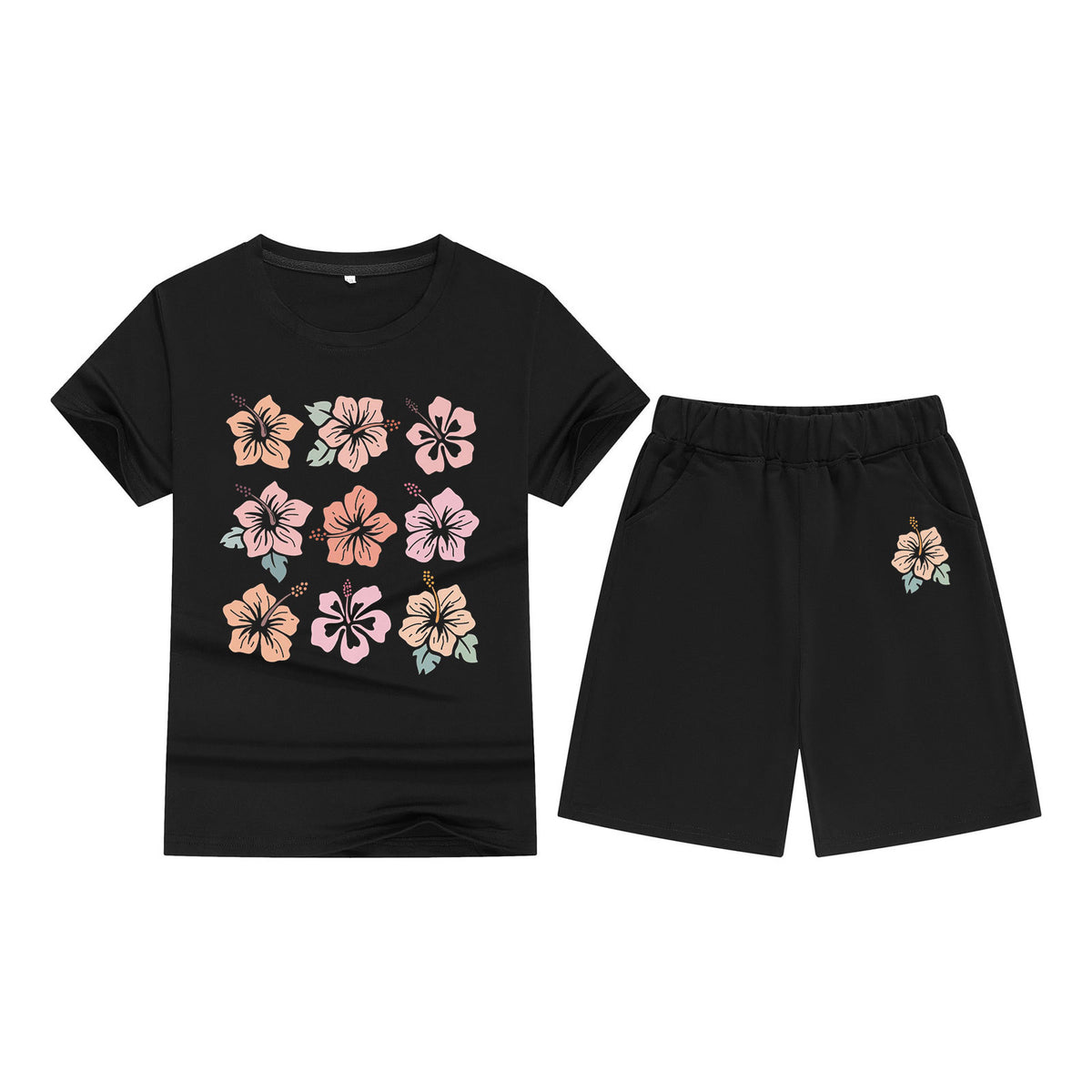 Cotton T-Shirt Short Sleeve Candy Color Comfortable Kids Round Neck Tee Printed Picture Pattern Embroidered Print