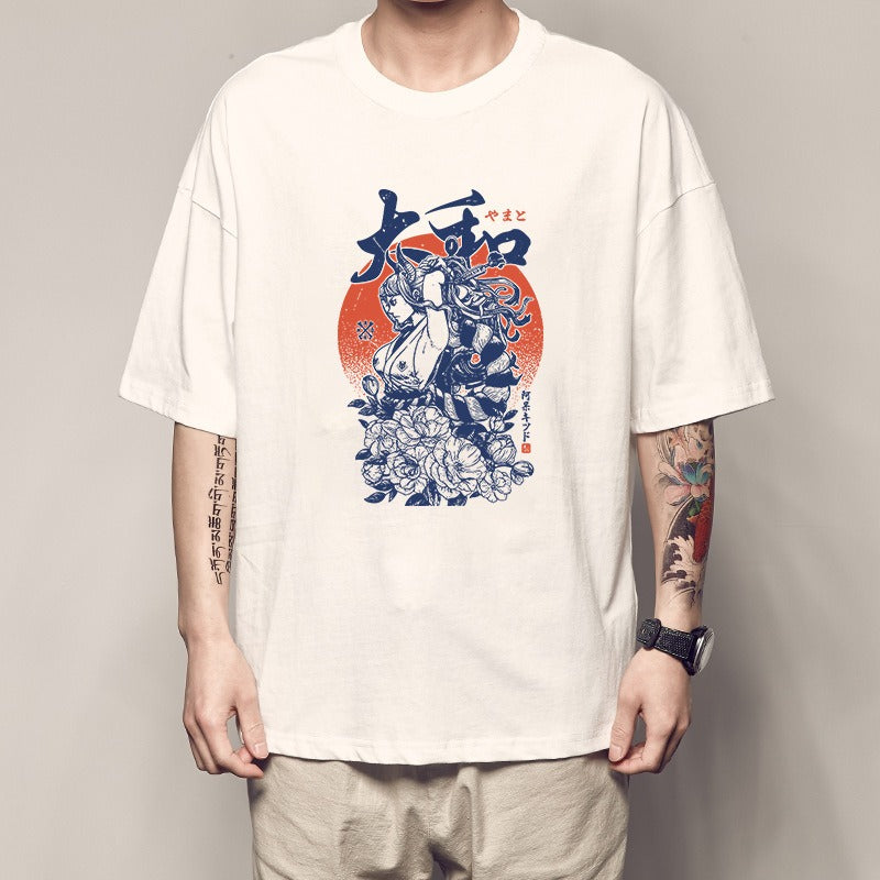 Men's Summer Pirate King Printed T-shirt, Light Moon Oda Short Sleeves, and Country of the Beasts Kai Duo Peripheral Clothes