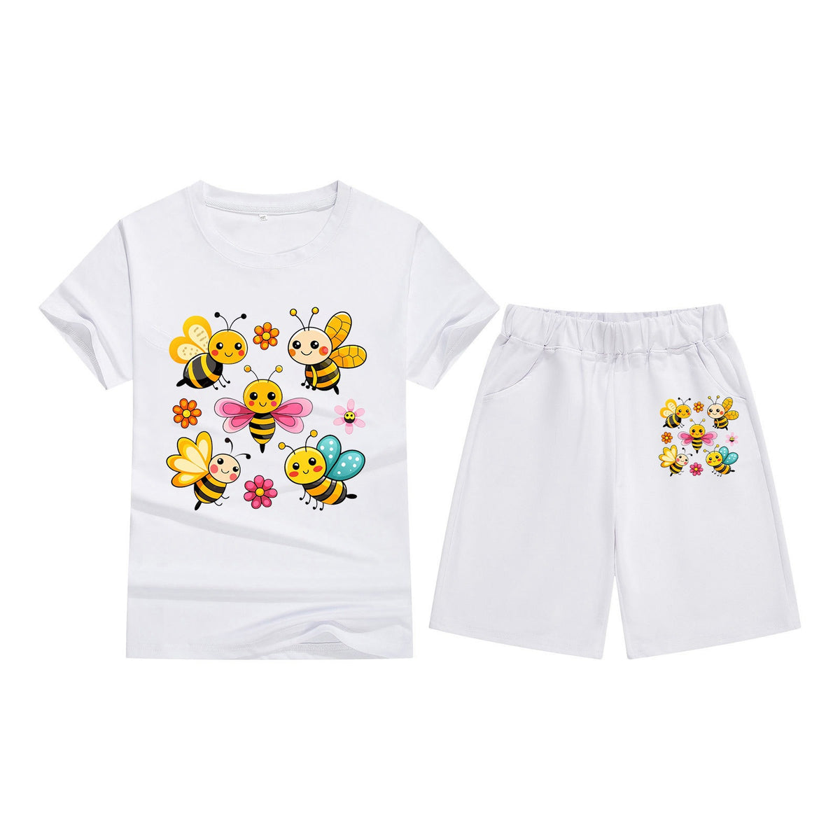 Children's T-Shirt Short Sleeve Candy Color Comfortable Kids Round Neck T-Shirt Printed Picture Pattern Embroidered Print