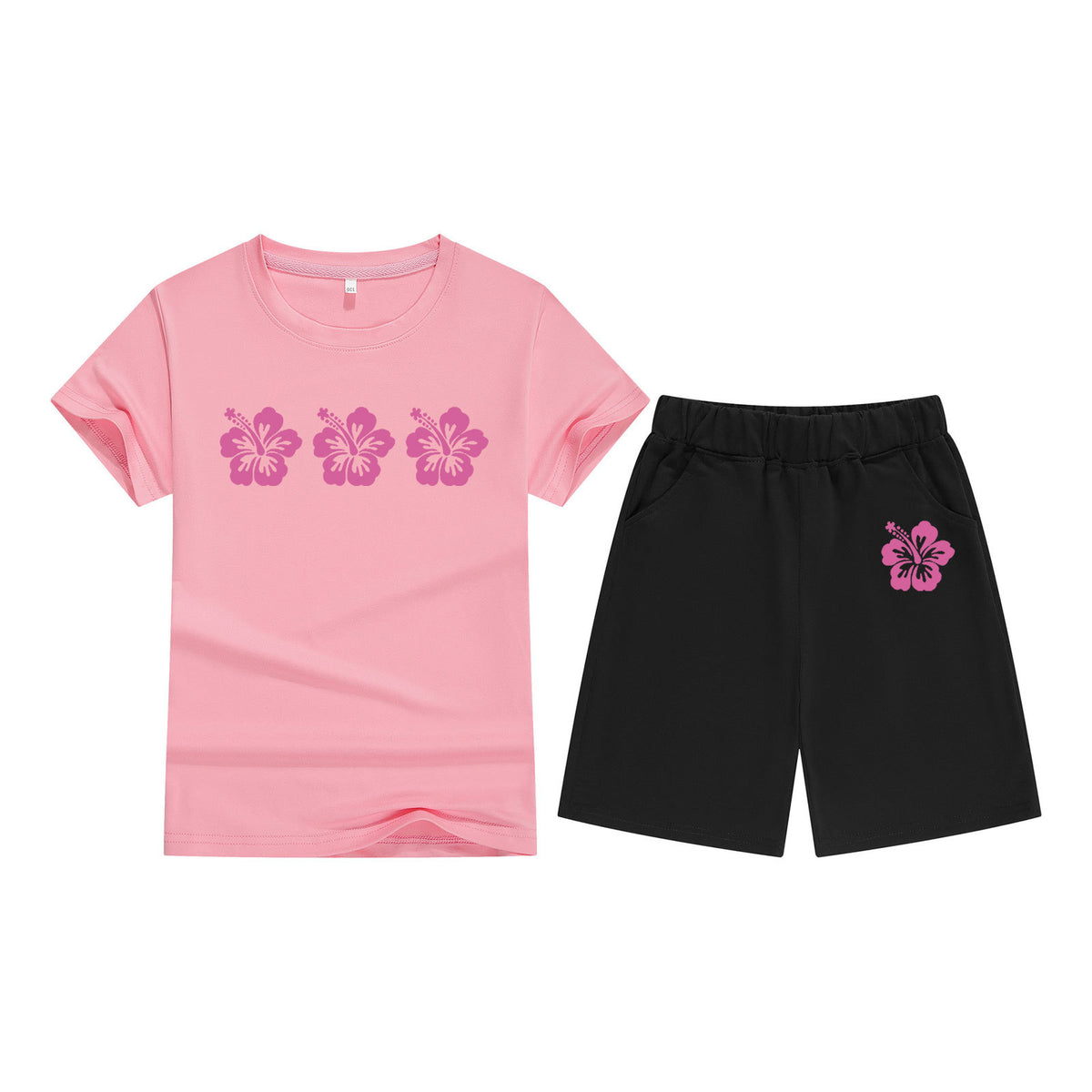 Cotton T-Shirt Short Sleeve Candy Color Comfortable Kids Round Neck Tee Printed Picture Pattern Embroidered