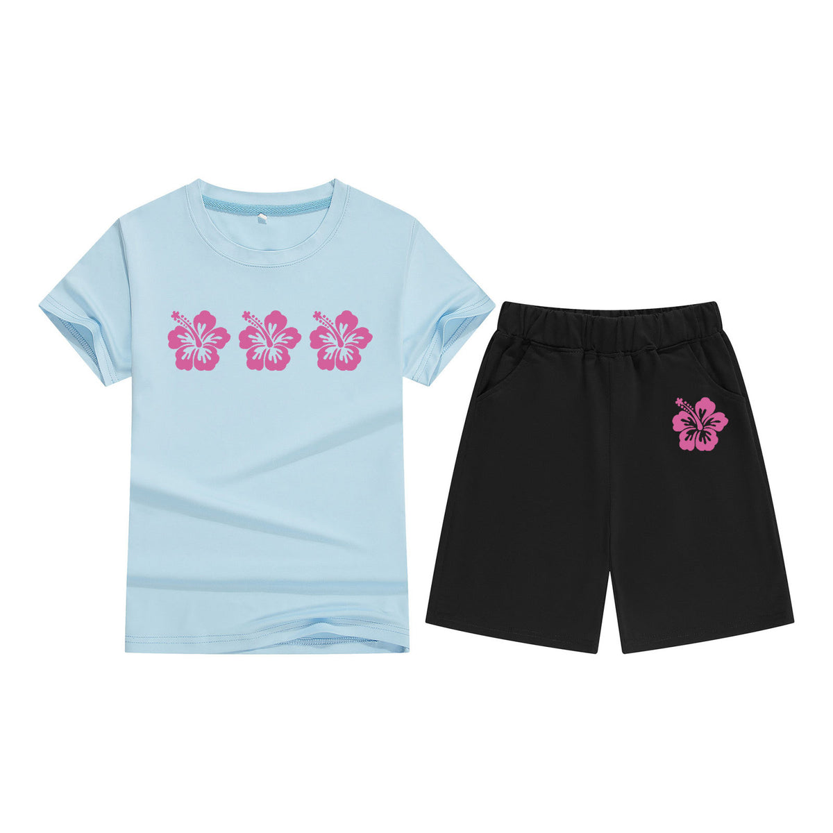 Cotton T-Shirt Short Sleeve Candy Color Comfortable Kids Round Neck Tee Printed Picture Pattern Embroidered