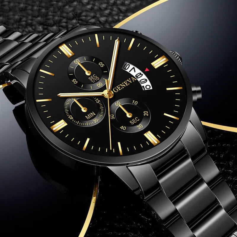 Luxury Stainless Steel Men Calendar Quartz Watch Fashion Mens Business Watches for Man Clock Reloj Hombre