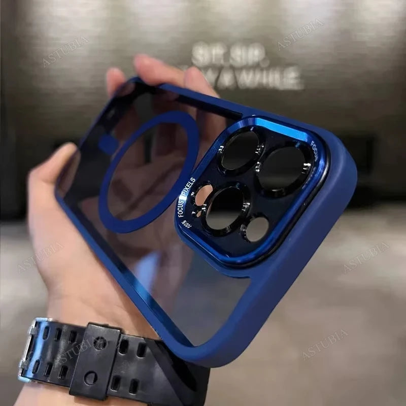 Luxury Magnetic Metal Lens Bumper Protection Case For iPhone 17 Air 16 15 14 13 12 11 Pro Max Plus Wireless Charge Hard Cover