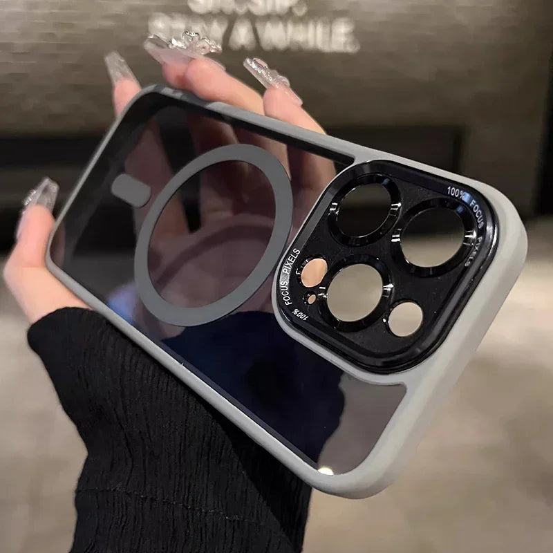 Luxury Magnetic Metal Lens Bumper Protection Case For iPhone 17 Air 16 15 14 13 12 11 Pro Max Plus Wireless Charge Hard Cover