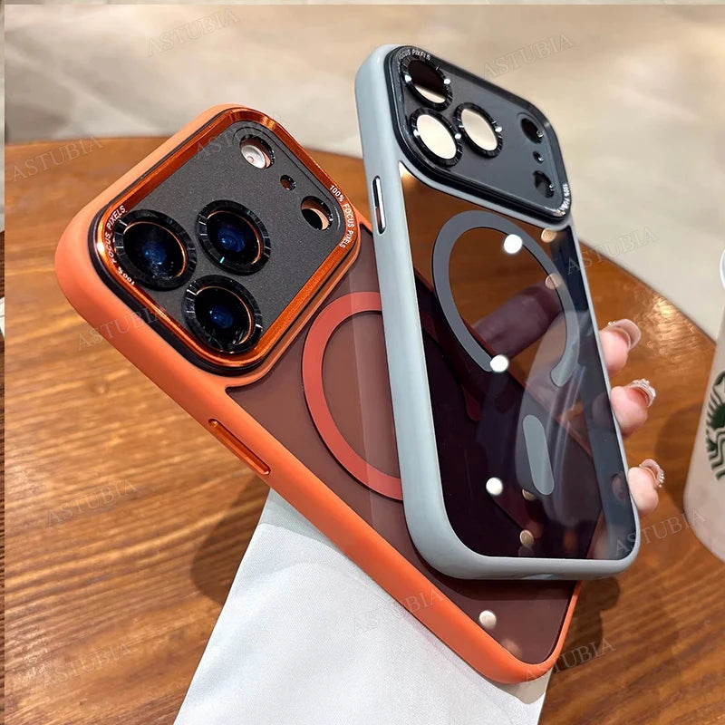Luxury Magnetic Metal Lens Bumper Protection Case For iPhone 17 Air 16 15 14 13 12 11 Pro Max Plus Wireless Charge Hard Cover
