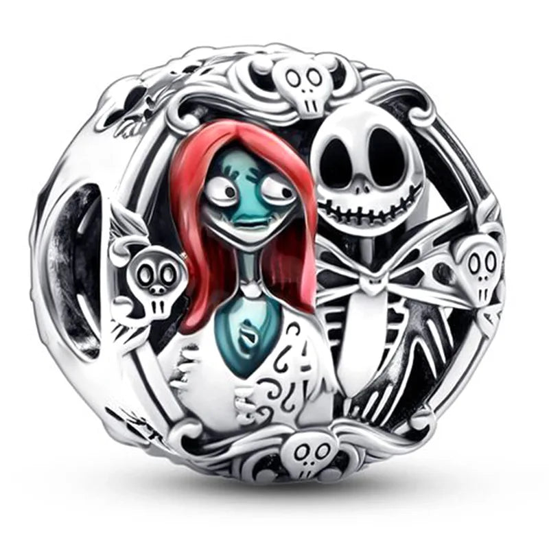 Disney Mickey Minnie Ice and Snow Princess Cartoon Series Pendant DIY Large Hole Zinc Charm Jewelry