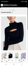 Black knitted long sleeve crop top with cut-out detail